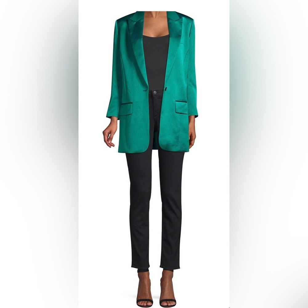 The Kooples Longline Satin Blazer (Turqoise)